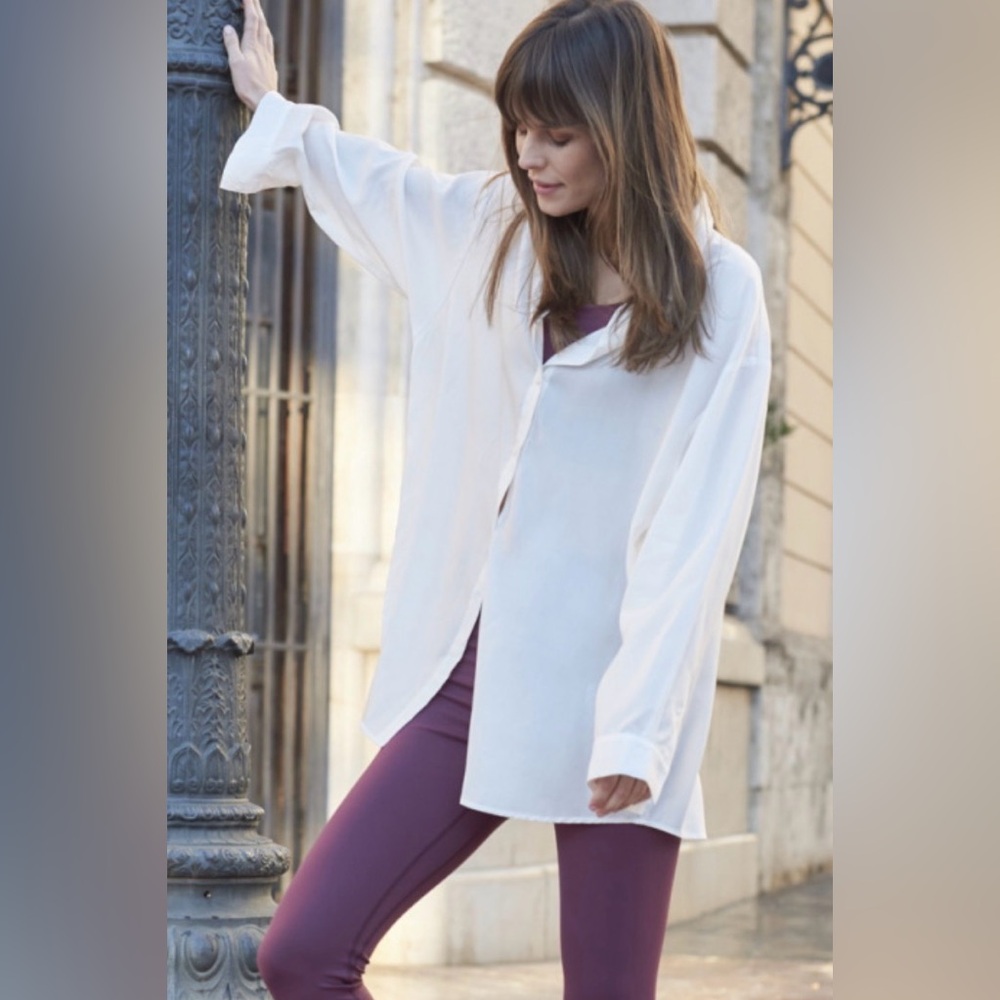 Lune Active 💯 Tencel Chloe Blouse oversized yoga sporty street flowy ecru XL